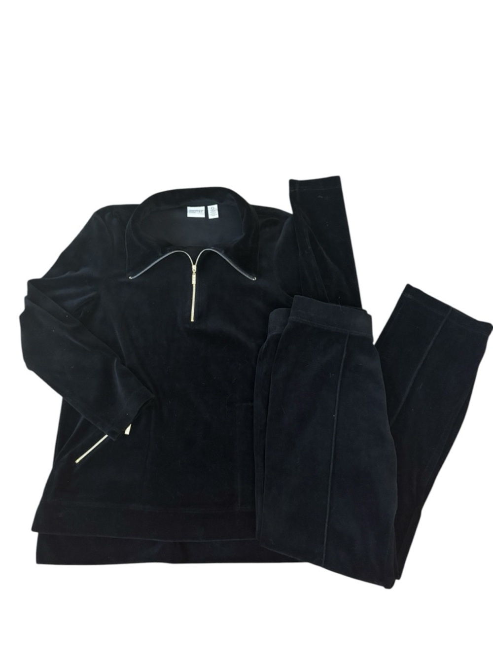 Zenergy Chicos Black Velour‎ Track Suit Gold Zipper Crystal Accent Size 0 (4)
